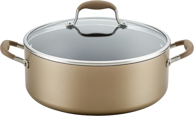 Anolon Advanced Home Hard-Anodized Nonstick Wide Stock Pot/Stockpot (7.5-Quart, Bronze)