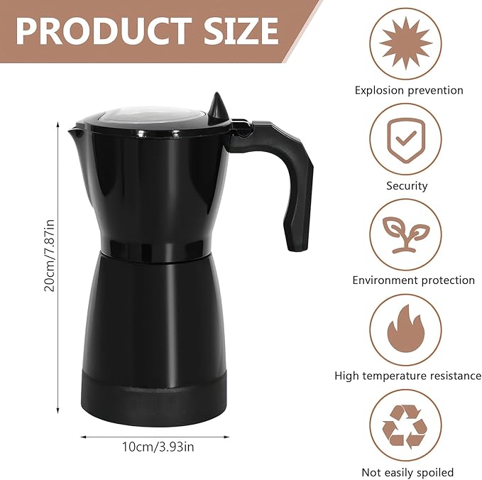 AOZBZ Coffee Pot Electric Espresso Coffe Maker, 300ml 6 Cups Stainless Steel Moka Pot with Overheat Protection and Detachable Base, Portable Italian Moka Maker, 450W, Black