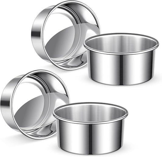 4 Inch Cake Pan Set of 4, Removable Bottom & Easy Releasing Mini Cake Pan, Leakproof & Nonstick Round Cake Pan, 304 Stainless Steel Small Cake Baking Pans, Non-Toxic & Healthy