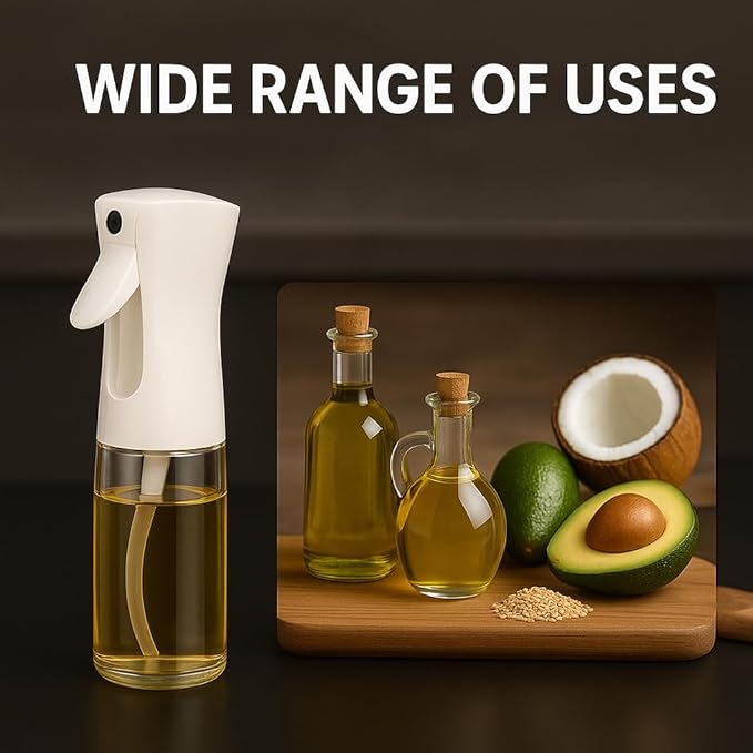 Oil Sprayer for Cooking - Olive Oil Sprayer - 200ml Glass Oil Spray Bottle in Air Fryer Accessories - Oil Dispenser for Kitchen,Air Fryer, Salad, Baking, BBQ