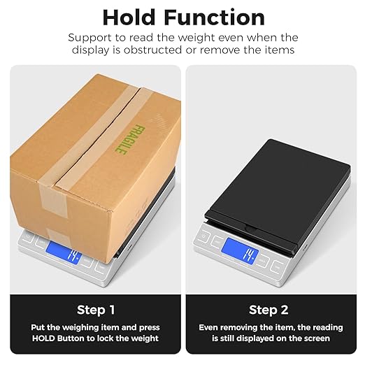 Digital Shipping Postal Scale, Mail Scale with Envelope Flip Holder, 66lb/0.1oz Postage Scale for Package, Small Business, Post Office, Hold&Tare Function, Battery&Type-C Charging Cable - Silver
