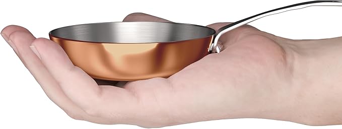 Macevia Mini Sauce Pan,Copper Stainless Steel Butter Warmer Small Pot with Handle, Multipurpose Use for Home Kitchen or Restaurant (0.12 Quart/4 Inch)