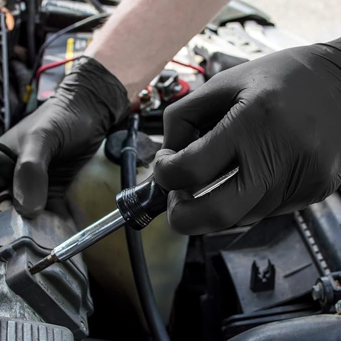 1st Choice Black Nitrile Gloves, Disposable, Latex-Free, 6 Mil, Textured, Industrial, for Mechanics, Cleaning, Automotive Use