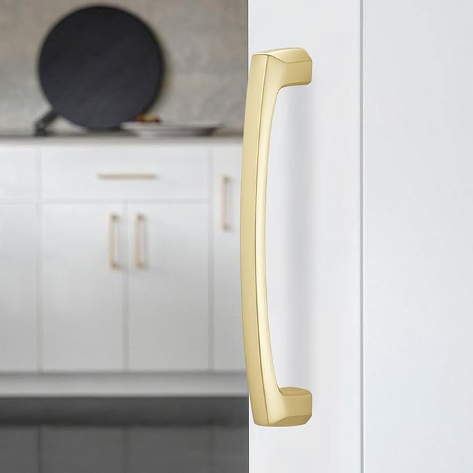 10 Pack 5 Inch(128mm) Kitchen Cabinet Handles Brushed Brass Cabinet Pulls Zinc Alloy Drawer Pulls Solid Kitchen Hardware