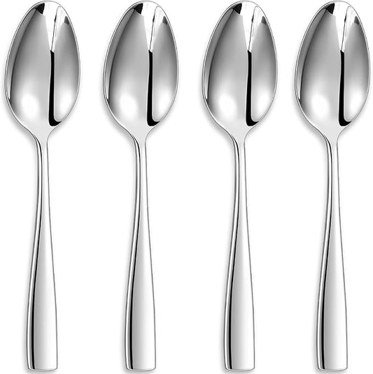 KEAWELL Premium Louis Serving Utensils, 18/10 Stainless Steel, Squared Edge Design, Mirror Finish, Dishwasher Safe (Serving Spoons, Set of 4)