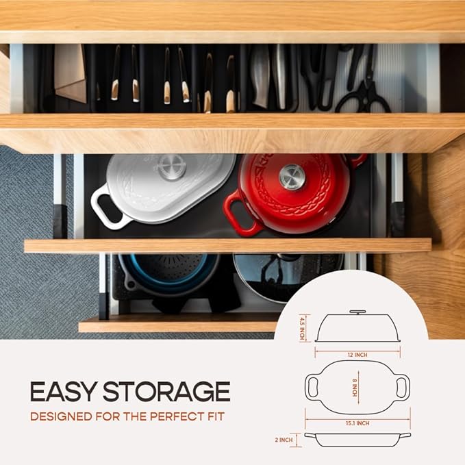 Enameled Cast Iron Dutch Oven for Professional Sourdough Bread Baking | 5.5 Quart Loaf Size Oval Cookware Pot with Lid | Triple-Layer Enamel Coating Pan with Non Stick Silicone Mat | White