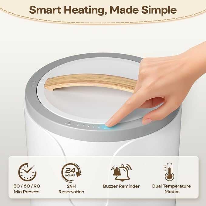 20L Luxury Towel Warmer Gift-Ready Box, Dual Heat, 30/60/90 Min Presets, Stainless Steel Interior, Tip-Over Auto Shut-Off, Includes 12 Fragrance Discs, Perfect Spa Gift for Home & Bathroom