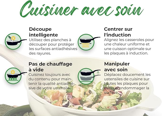 JUST PERFECTO Induction Pots Set - Pan Set with Lid - Induction Pots Set - Pots & Pans Set without PTFE and PFOA - Cookware Pot Set Induction 21 Pcs (Beige)