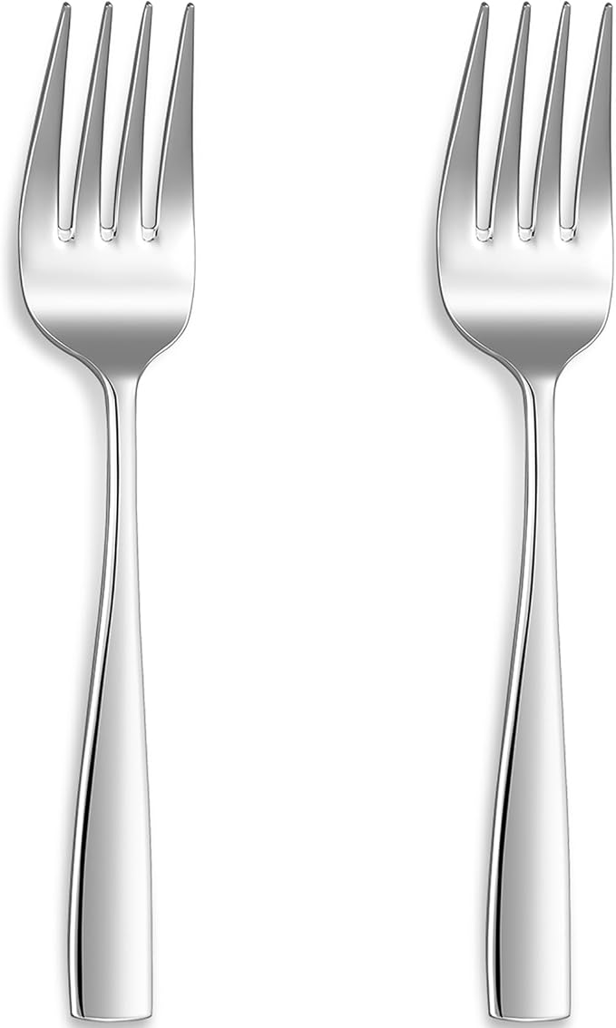 KEAWELL Premium Louis Table Utensils, 18/10 Stainless Steel, Squared Edge, Mirror Finish, Dishwasher Safe (Serving Forks, Set of 2)