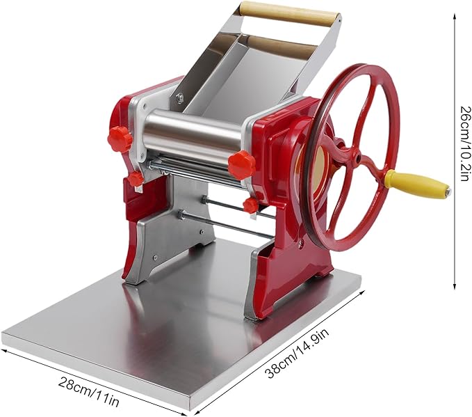 Commercial Manual Dough Roller Sheeter, Noodle Pasta Dumpling Maker Machine W/0.12in Cutterhead,Noodle Thickness 0.5-5mm For Commercial Home Use.