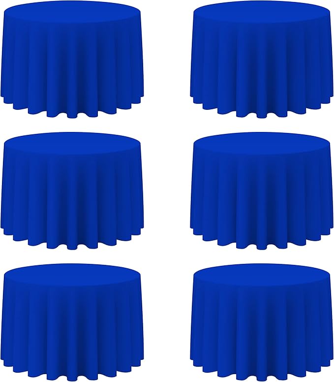 BRILLMAX 6 Pack Royal Blue Round Tablecloths 108 Inch - Circle Bulk Linen Polyester Fabric Washable Table Cloth Cover for Wedding Reception Banquet Birthday Party Buffet Restaurant