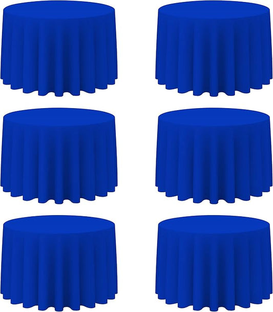 BRILLMAX 6 Pack Royal Blue Round Tablecloths 108 Inch - Circle Bulk Linen Polyester Fabric Washable Table Cloth Cover for Wedding Reception Banquet Birthday Party Buffet Restaurant