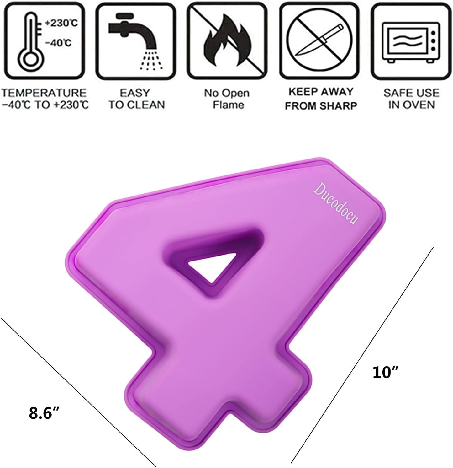 Ducodocu Large Silicone Number Cake Mould 3D Novelty Cake Pan DIY Baking Mold for Birthday Anniversary Number of 4