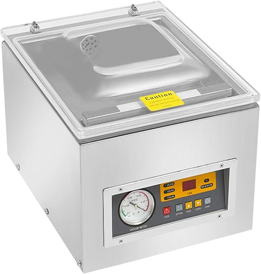 Commercial Chamber Vacuum Sealer - 120W Automatic Food Saver Chamber Vacuum Sealer with 260mm Seal Bar, Stainless Steel Packaging Machine Sealer for Home Kitchen