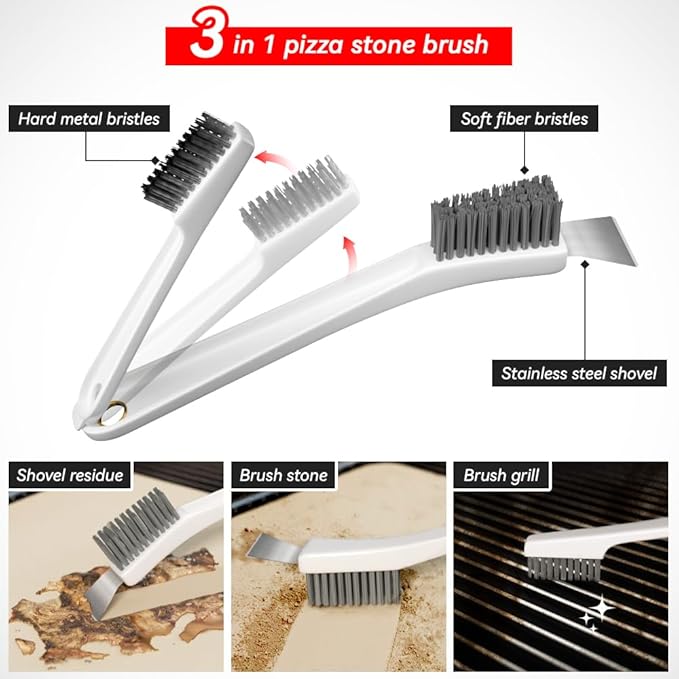 Large Pizza Stone Set,Heavy Duty 16" Pizza Stone for Oven and Grill with Stone Brush,Large Baking Stone for Pizza, Bread