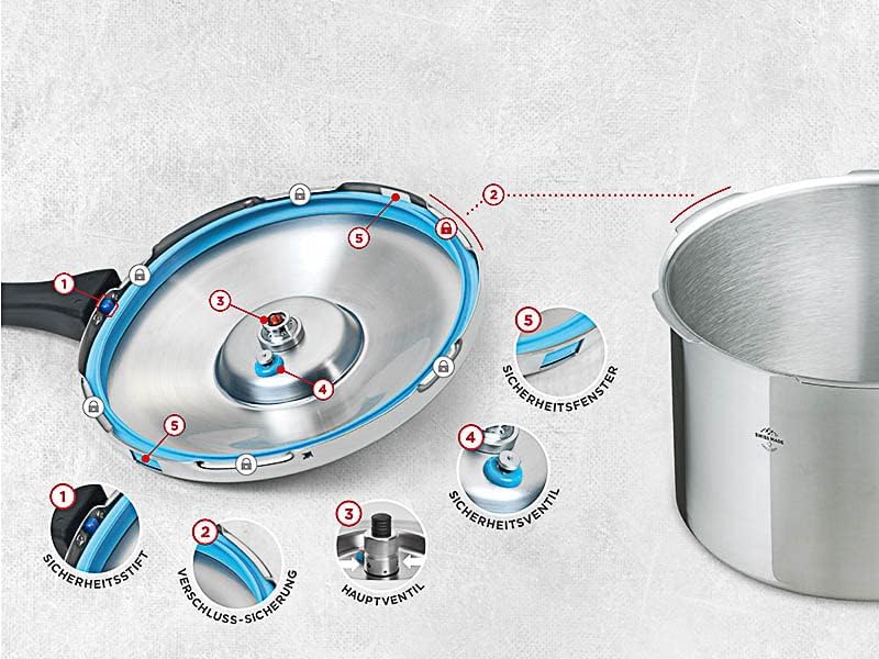 Kuhn Rikon DUROMATIC® Pressure Cooker 11” 8.45 qt family of 6 wide base for better braising, Stainless