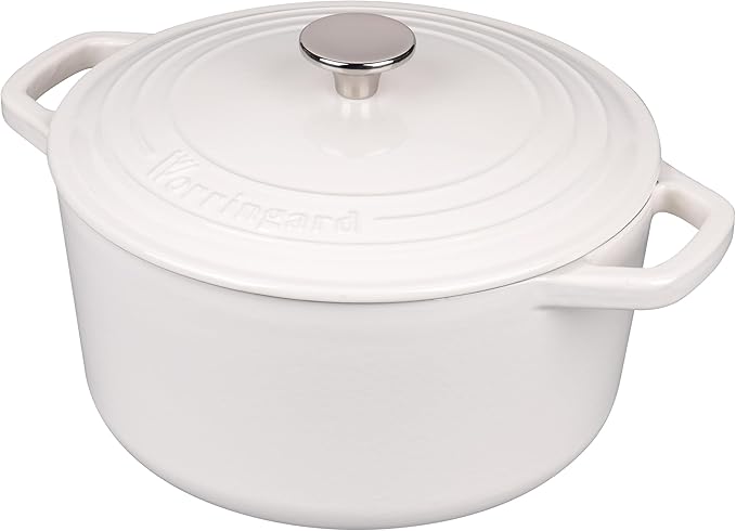 Enameled Cast Iron Dutch Oven Pot with Lid, for Bread Baking, Round Bread Oven- include Sourdough Bread Baking Supplies Set, 6QT, White