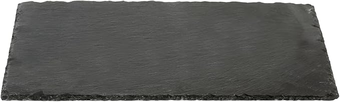 Restaurantware Slate Serving Tray 1 Pack of 11.8" x 7.8" Foam Feet Charcuterie Stone Plate Rustic Edges Freezable Black Serving Display Cheese Boards for Kitchen, Gourmet, Dining, Parties