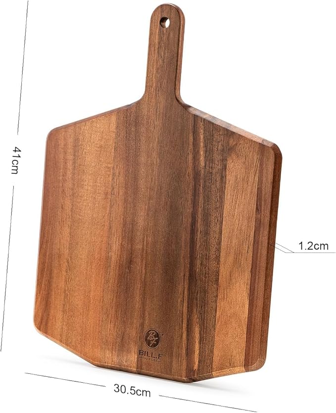 Pizza Peel 12 Inch, Acacia Wood Pizza Peel Pizza Paddle for Large Wood Pizza Board For Serving, Wood Pizza Cutting Board for Cheese Bread Fruit Vegetable