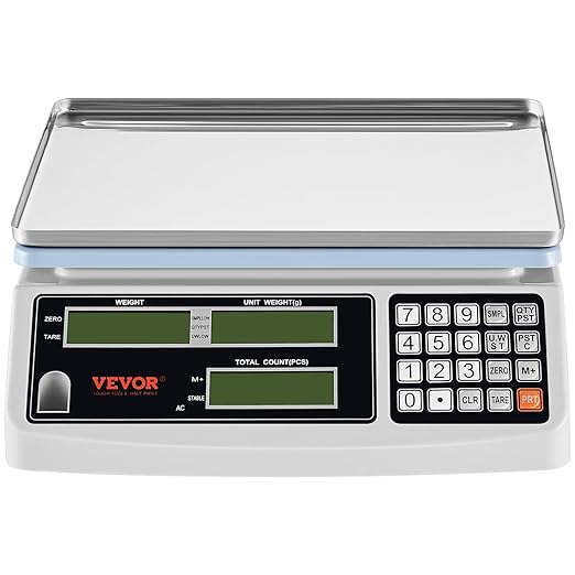 VEVOR Industrial Counting Scale, 15 kg x 0.5 g, Digital Scale for Parts and Coins, g/kg/lb Units, Electronic Gram Scale Inventory Counting Scale Kitchen Jewelry Scale with RS232 Port and 3 LCD Screens