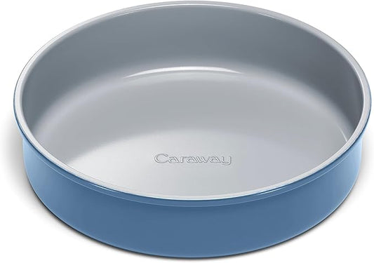 Caraway Non-Stick Ceramic 9” Circle Pan - Naturally Slick Ceramic Coating - Non-Toxic, PTFE & PFOA Free - Perfect for Birthday Cakes, Tartes, & More - Slate