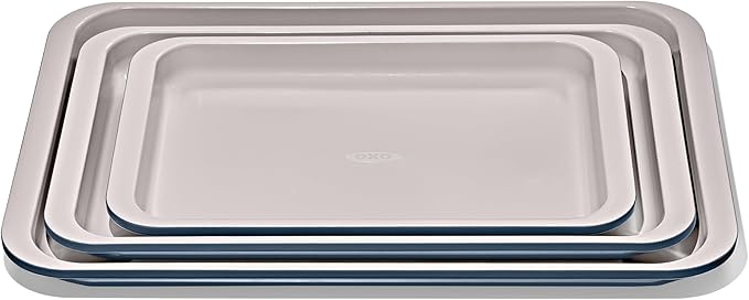 OXO Good Grips Non-Stick Pro Ceramic Coated Metal Bakeware 3-Piece Sheet Pan Set – Storm Blue
