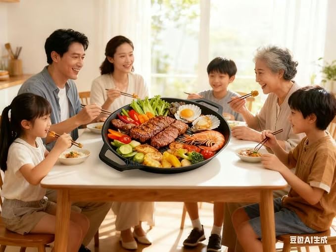 Cast Iron Skillet Pan, 18 inch, Double Handle, Non-Stick Surface, Deep Frying and Baking Pan