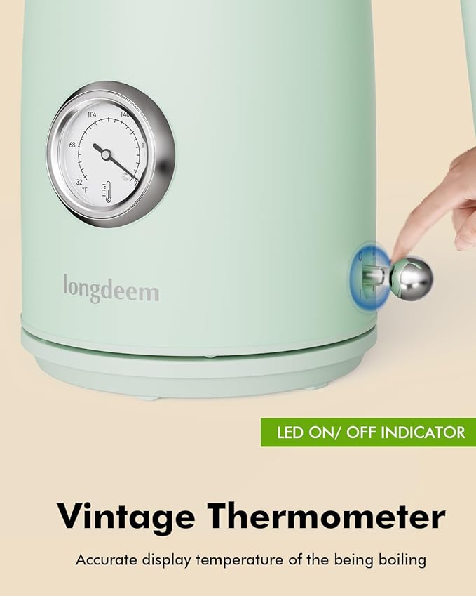 LONGDEEM 1L Small Electric Kettles Stainless Steel, Portable Travel Mini Hot Water Boiler Heater, Cool Touch Teapot, Auto Shut-Off & Boil-Dry Protection for Cooking, Business Trip and More, Green