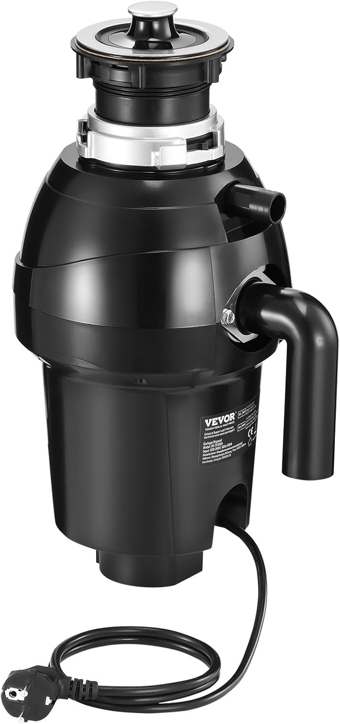 VEVOR Garbage Disposal, 1HP 3270RPM DC Motor, Continuous Feed Food Waste Sink Disposer, EZ Connect Food Waste Grinding System with Sound Reduction, Power Cord and Splash Guard, for Kitchen