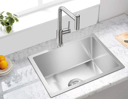 ROVATE 19.6 inch Kitchen or Bar Sink 304 Stainless Steel Undermount Single Bowl, Handmade Small Wet Bar Sink