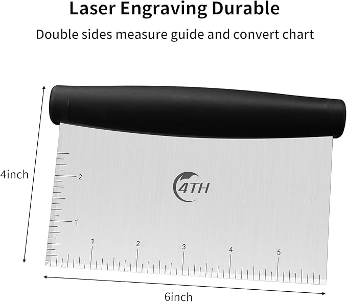 Stainless Steel Dough Bench Scraper & Chopper, Pastry Cutter for Kitchen (1 Pack, Black)