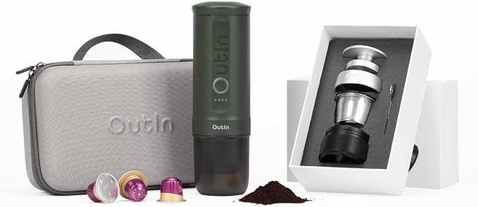 OutIn Nano Complete set Portable Espresso Machine with Double Shot Accessorries and Carry Bag