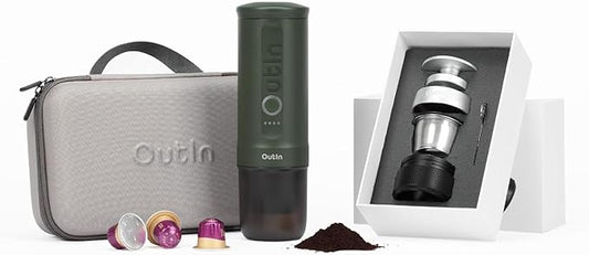 OutIn Nano Complete set Portable Espresso Machine with Double Shot Accessorries and Carry Bag