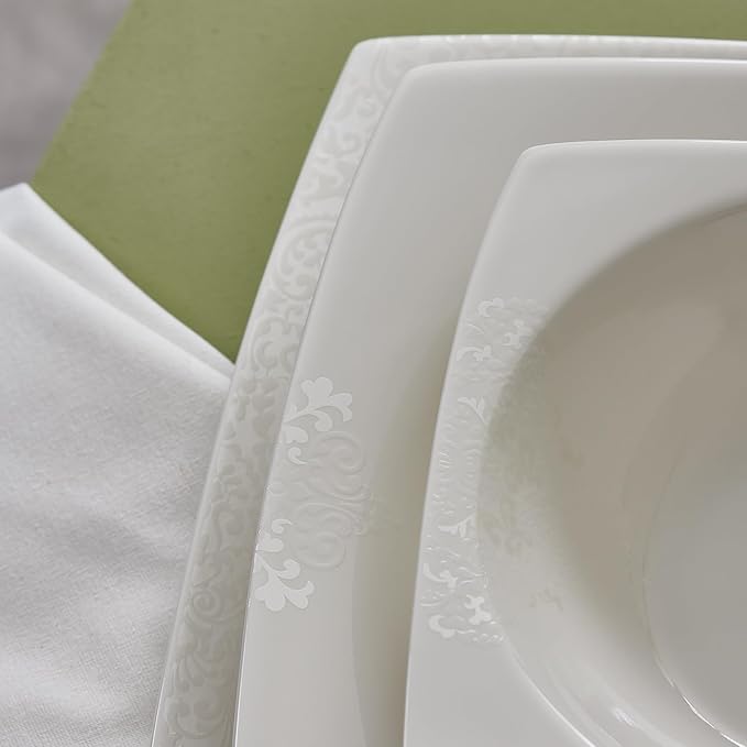 Karaca New Flava 24 Piece Porcelain Dinnerware Set for 6 People, Elegant Porcelain Dishware with Dinner, Pasta, Side Plates, Bowls, Kitchen Essentials Durable, Resistant, Ideal for Dinner Serving