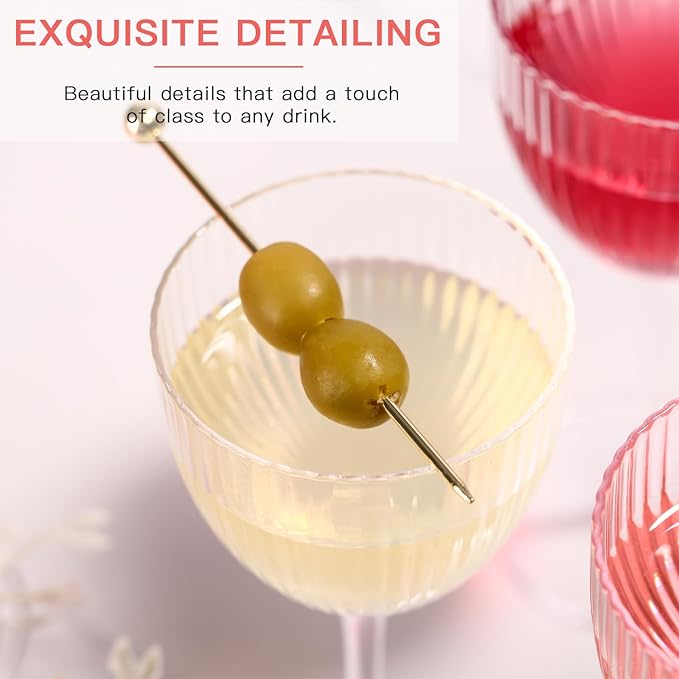 Nick and Nora Cocktail Glasses - Coupe Glasses Set of 4, Vintage Ribbed Martini Glassware, Crystal Cordial Cups for Whiskey, Gin, Vodka, Champagne, Women Gifts, 5 Oz