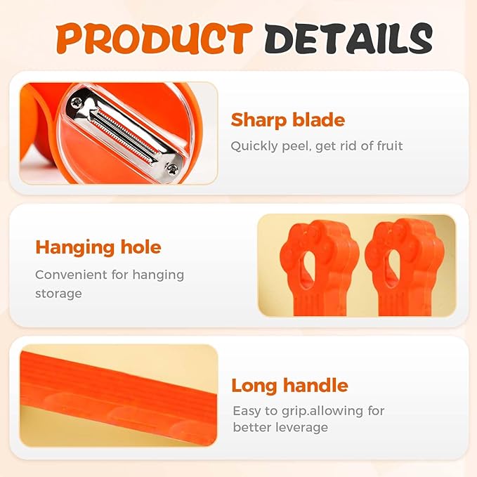 2026 New Kitchen Special Fruit Peeler with Box Storage, Upgrade Vegetable Peeler with Catcher Peeler with Storage Bucket, Double-Sided Stainless Steel Multi-Function Peelers (Orange)