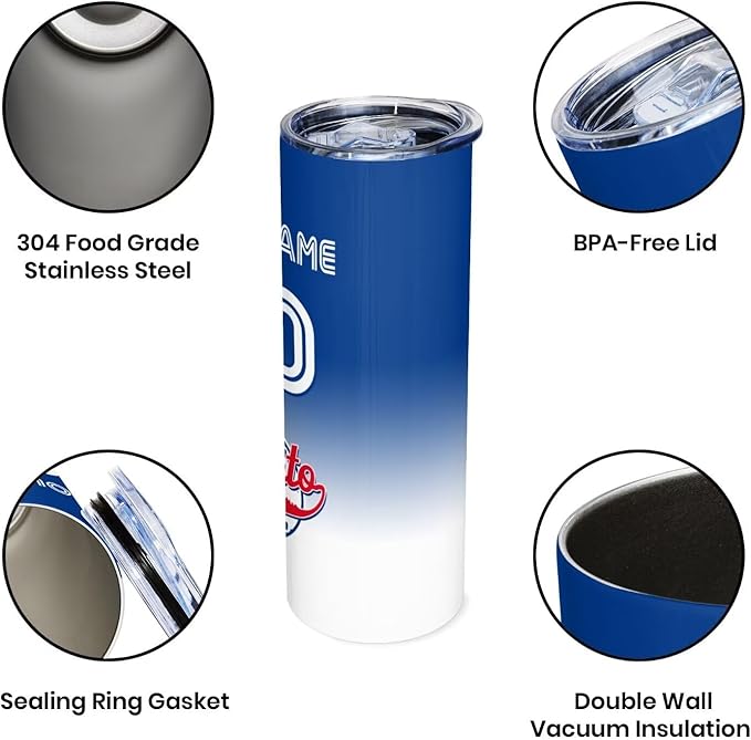 Custom Tumbler Stainless Steel Cup Personalized Baseball Vacuum Insulation Travel Mug Add Your Name Number Fans Gift for Baseball Fans