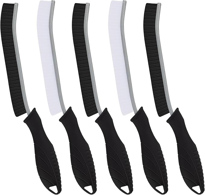 Hard Bristle Crevice Cleaning Brush - Cleaning Supplies - Grout Cleaning Brushes for Household Use - Crevice Cleaning Tool for Bathroom, Home and Kitchen (5, Black)