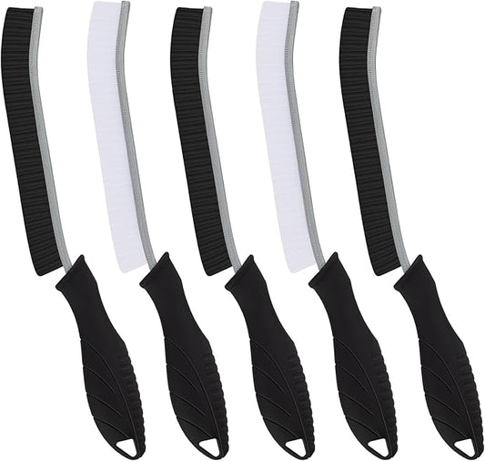 Hard Bristle Crevice Cleaning Brush - Cleaning Supplies - Grout Cleaning Brushes for Household Use - Crevice Cleaning Tool for Bathroom, Home and Kitchen (5, Black)