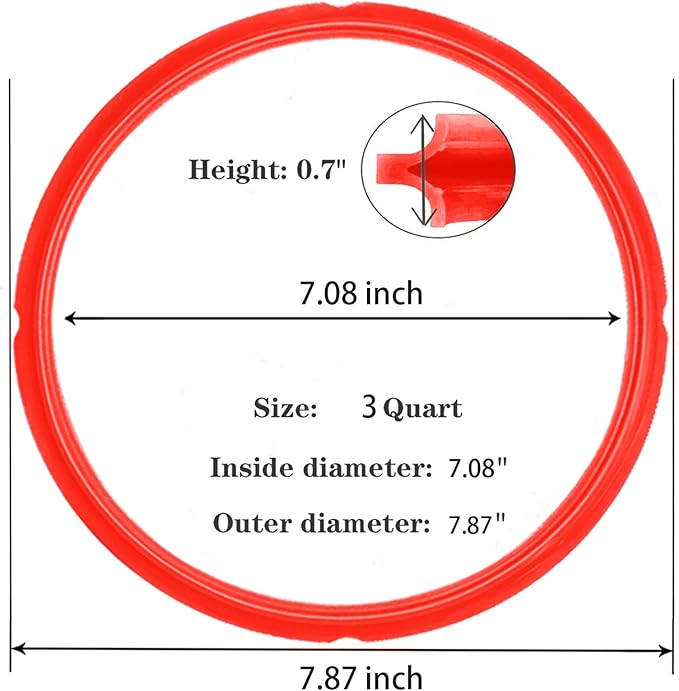 2 Pack Sealing Ring 3 Qt for Instant Pot Sealing Rings With 2 Float Valve Caps for MiNi 3 Qt Insta Pot, Food-Grade Silicone Instantpot 3Qt Sealing Ring, for InstaPot 3 Qt, Red, Clear