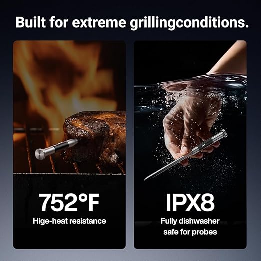 ThermoMaven 3000FT Smart Wireless Meat Thermometer, Sub-1G Long Range, 6 Sensors NIST Certified Accuracy, 2 Thin Probes, Standalone Base with Large LCD for Grill, Smoker, Oven, BBQ