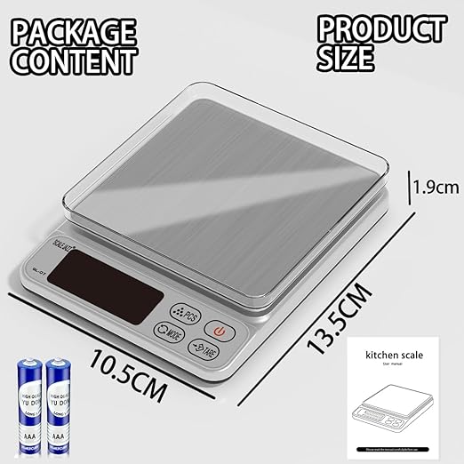Mini Scale,6.6lb Scale for Grams,Digital Scale Food，Cooking Scale and Food Scales for Kitchen，Food Scale Grams and Ounces,Grams Scale,7Units,Auto Off,Tare,PCS,LCD Display