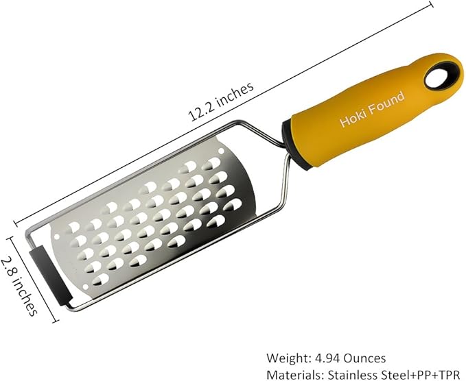 Hoki Found Cheese Shredder and Grater - Stainless Steel - Coarse Grater - Yellow