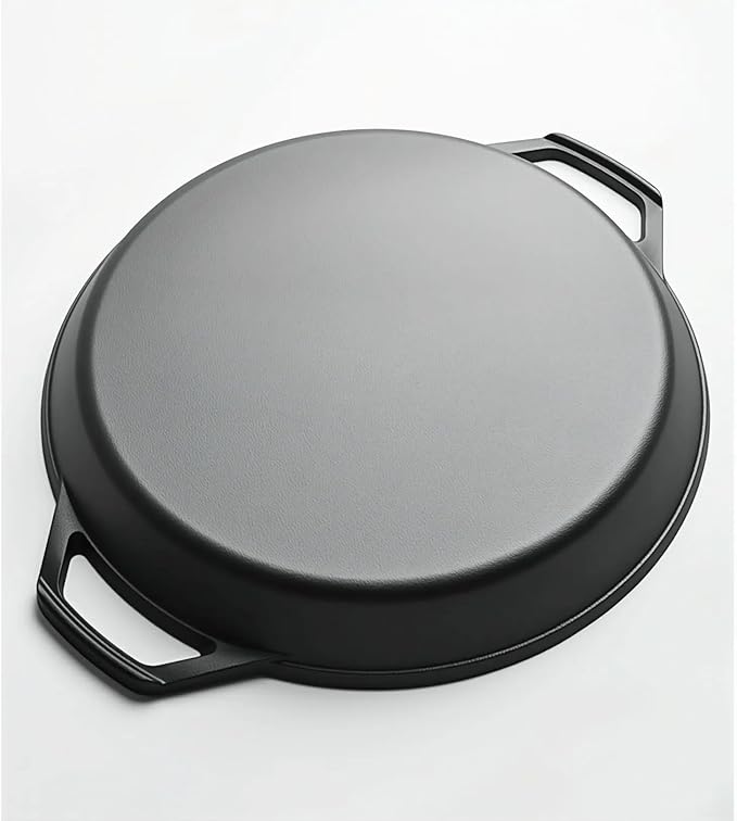 LI-GELISI 26-inch Pre-Seasoned Cast Iron Skillet - Dual Assist Handles - Nitrided Rust-Proof - For Oven, Stovetop, Grill & Campfire
