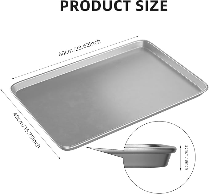 CROSSON 16× 24 Inch Cookie Sheet Pans Set of 6-Baking Tray Jelly Roll Pan Set Commercial Grade Aluminum Coated Statinless Steel Bun Pan for Oven,Freezer,Bakery Hotel Restaurant