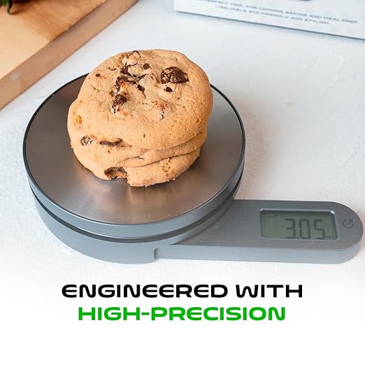 Battery-Free Digital Kitchen Food Scale – Dynamo Powered, High Precision, 11lb Capacity, Grams & Ounces, Tare Function – Portable Cooking & Baking Scale