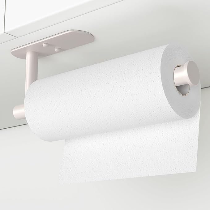 VAEHOLD Adhesive Paper Towel Holder Under Cabinet Wall Mount for Kitchen Paper Towel, Paper Towel Roll Holder Stick to Wall, Stainless Steel - Brown