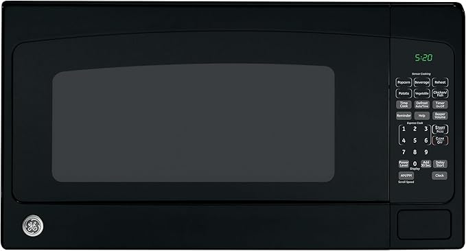 GE GCST20S1WBB Microwave Oven, 1,200-watt Capacity, 2.0 Cubic Ft, 8 Auto Cooking Settings, Child-Lock Technology, Kitchen Essentials for The Countertop, Dorm Room or Apartment, Black, Cu