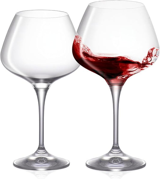 KAMMAK Wine Glasses Set of 2, 20 oz Hand Blown Crystal Bordeaux Wine Glasses, Thin Rim & Long Stem, Perfect for Red & White, Daily Use, Wedding Anniversary or Birthday Gift with Gift Box, Rebecca