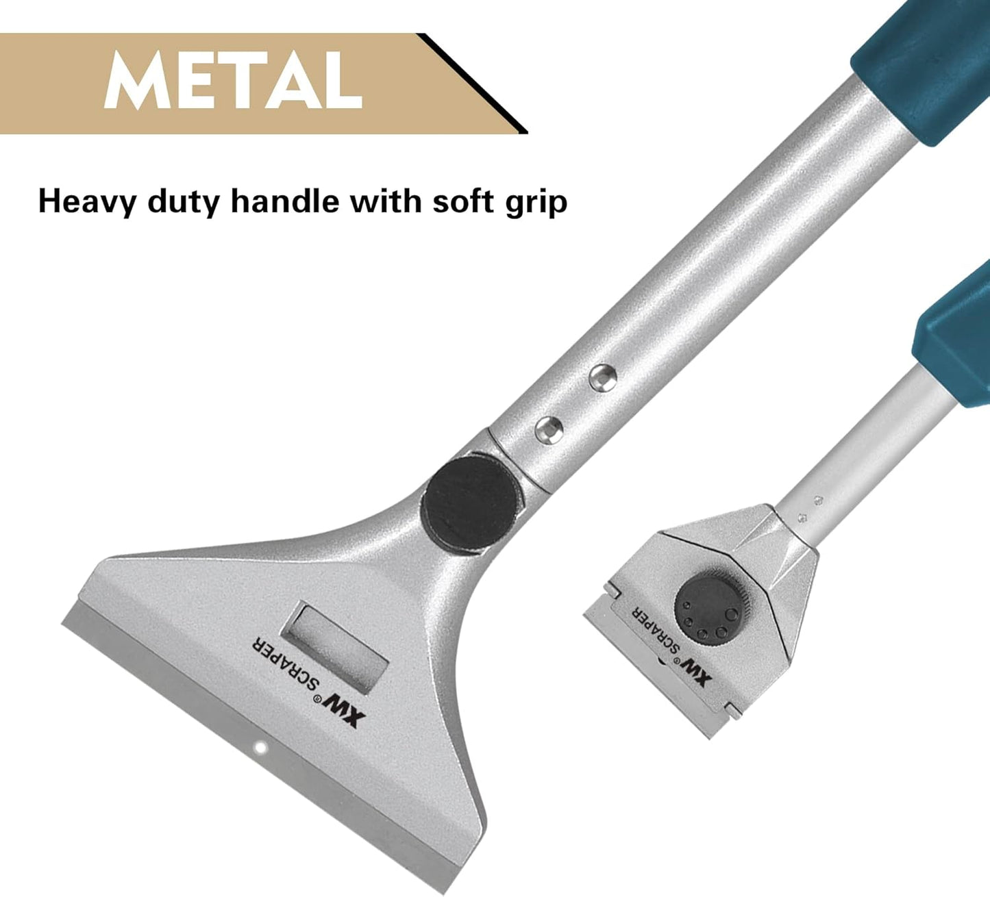 XW Razor Blade Paint Scraper Set, Heavy Duty Putty Knife with Quick Blade Change, Extra 20 PCS Blades Included, 2-Pack